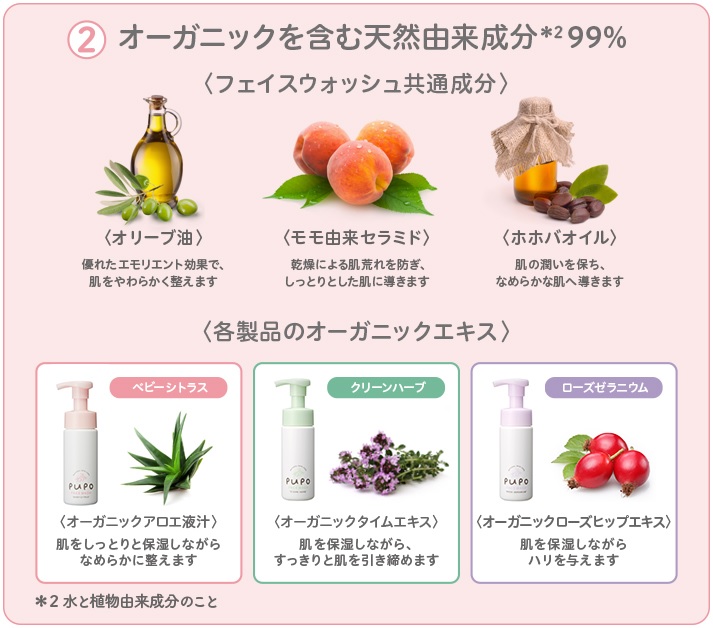 オーガニックを含む天然由来成分 99%